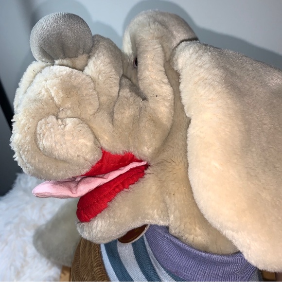 Vintage Ganz Bros 1981 Plush WRINKLES Dog Hand Puppet BROWN CORDOROY OVERALLS - Picture 10 of 11